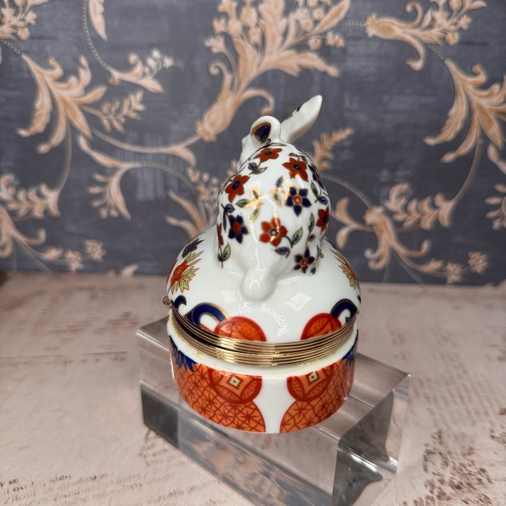 Vintage Andrea by Sadek Imari Style Rabbit Trinket Box Porcelain Japan - Picture 5 of 9
